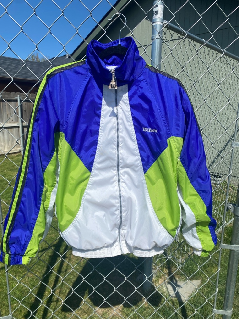 Vintage Wilson Colorblock Blue White Lime Windbreaker Jacket